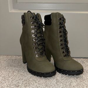Army green Combat heels